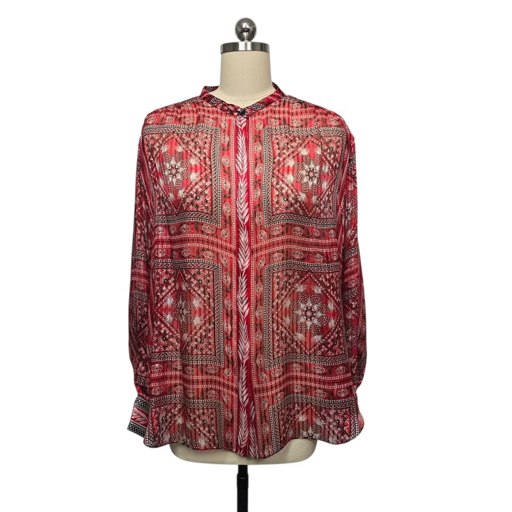 Isabel Marant Silk Scarfe Print Button‎ Down Long Sleeve Blouse Top Size 40 US 8 - Picture 2 of 9